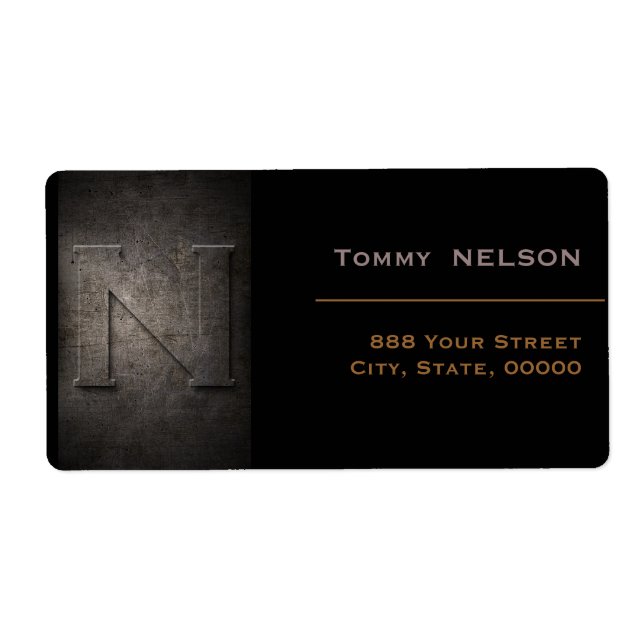 Bronze Black Metal Monogram N Address Label (Vorne)