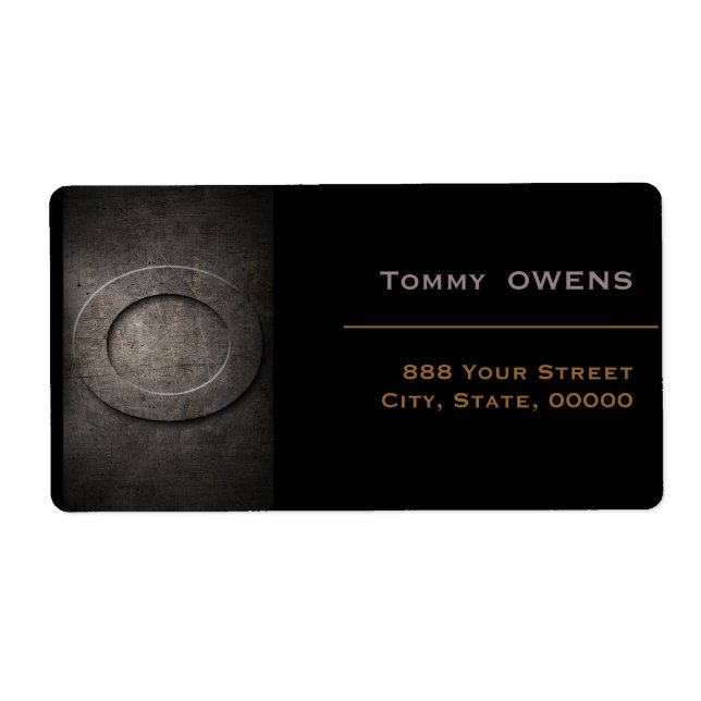 Bronze Black Metal Monogram O Address Label (Vorne)