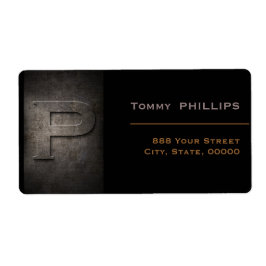 Bronze Black Metal Monogram P Address Labels