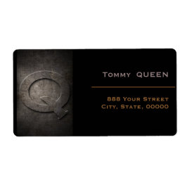 Bronze Black Metal Monogram Q Address Label