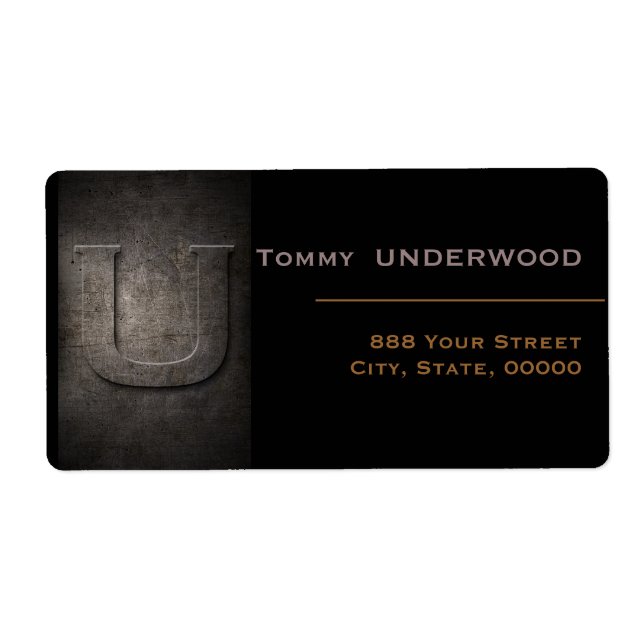 Bronze Black Metal Monogram U Address Labels (Vorne)