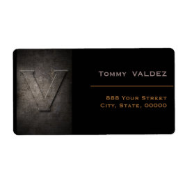 Bronze Black Metal Monogram V Address Labels
