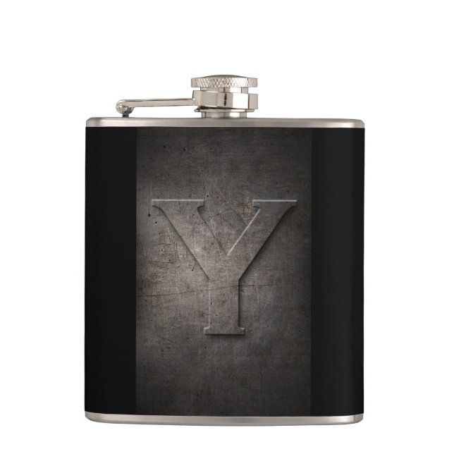 Bronze Black Metal Y Monogram Flask Flachmann (Vorderseite)