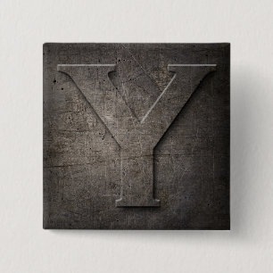 Bronze Black Metal Y Monogram Square Button