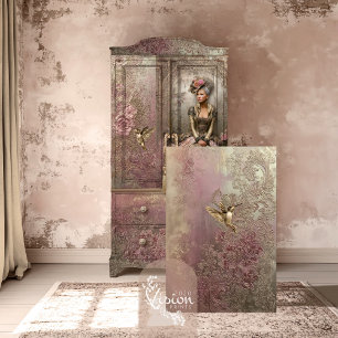Bronze Blush, Gold Hummingbird, geprägtes Floral Seidenpapier