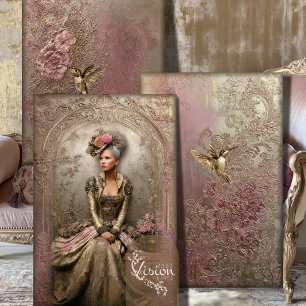 Bronze Blush viktorianische Frau Gold Kolibris  Geschenkpapier Set