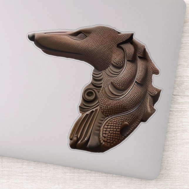 Bronze Borzoi Head Custom Cut Vinyl Sticker (Detail)