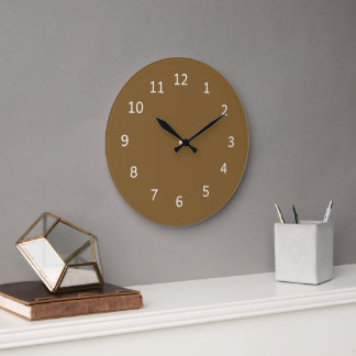 Bronze-Braun einfarbig minimalistisches Design sch Große Wanduhr