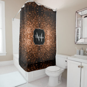 Bronze braun Kupfer falsche Glitter funkeln Monogr Duschvorhang