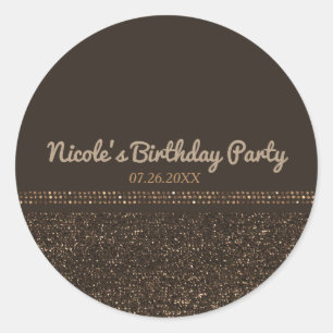 Bronze Braune Chic Funkelnde Glam Party Favor Runder Aufkleber