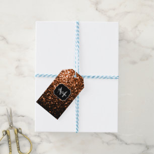 Bronze-braune Imitate Glitzer glänzen Monogramm Geschenkanhänger