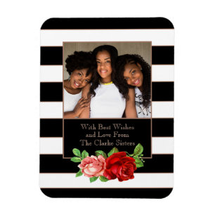 Bronze-Bronze, Schwarz und Weiß Streifen - Kunden Magnet