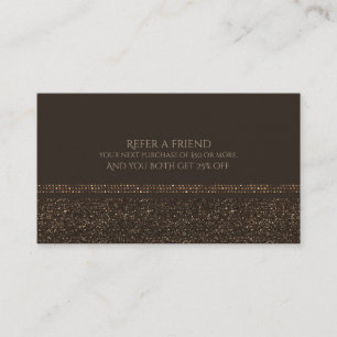 Bronze Brown Chic Funkelnder Glam Freund werben Empfehlungskarte