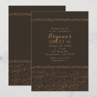Bronze Brown Chic Sparkling Glam Party Einladungen