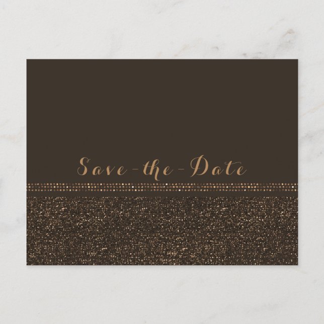 Bronze Brown Chic Sparkling Glam Save the Date Ankündigungspostkarte (Vorderseite)