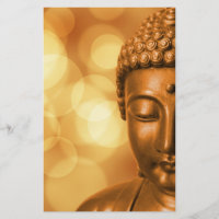 Bronze-Buddha-Statue mit Golden Bokeh-Hintergrund