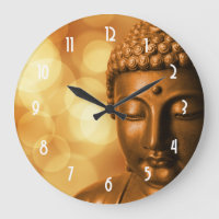 Bronze-Buddha-Statue mit Golden Bokeh-Hintergrund