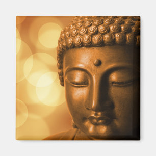 Bronze-Buddha-Statue mit Golden Bokeh-Hintergrund Magnet