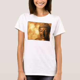 Bronze-Buddha-Statue mit Golden Bokeh-Hintergrund T-Shirt