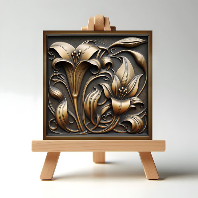 Bronze Calla Lily Fliese (Bronze Calla Lily Displayed on Easel)
