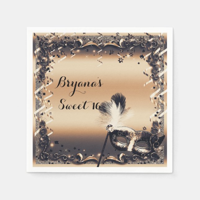 Bronze & Creme Masquerade MASSE - Museo d'arte del Serviette (Vorderseite)