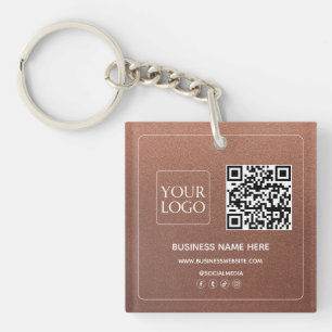 Bronze Custom QR Code Business Logo Social Media Schlüsselanhänger