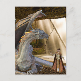 Bronze-Drache und Prinzessin Elf Postkarte