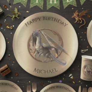 Bronze Dragon Birthday Party Pappteller