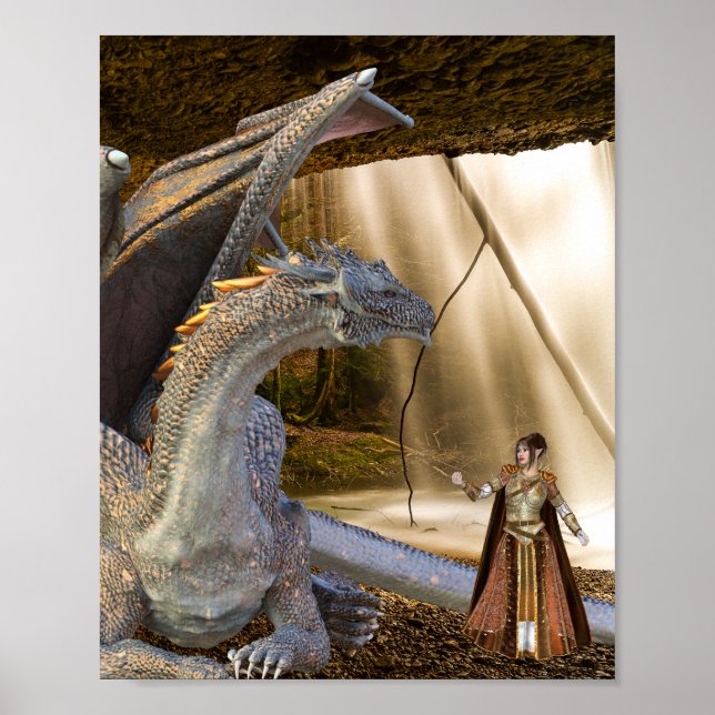 Bronze Dragon mit Fairy Elf Queen Poster (Vorne)