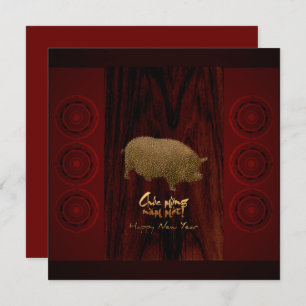 Bronze Drums Pig Year Vietnamese Square Einladung