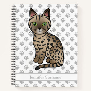 Bronze Egyptian Mau Süße Cartoon-Katze & Benutzerd Notizbuch