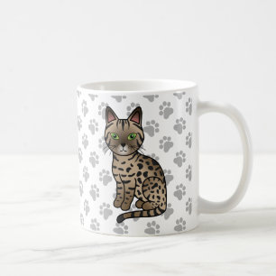 Bronze Egyptian Mau Süße Cartoon-Katze Illustratio Kaffeetasse