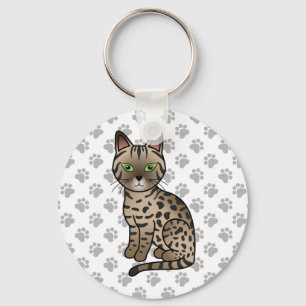 Bronze Egyptian Mau Süße Cartoon-Katze Illustratio Schlüsselanhänger