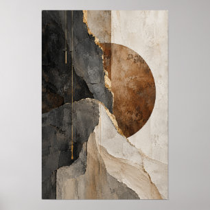 Bronze-Finsternis-Holzkohle-Abstrakt-Wandkunst Poster