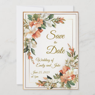 Bronze Florals Save the Date Einladung