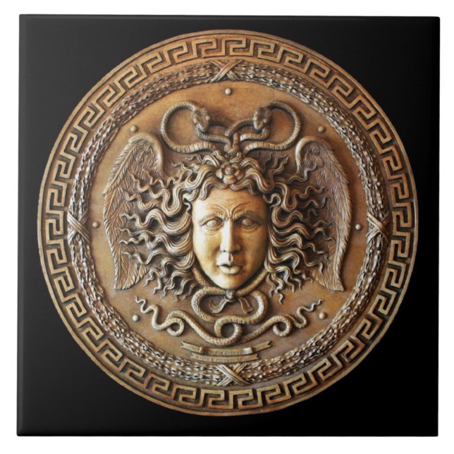 Bronze französische Medusa-Mauer mit griechischem  Fliese (Vorderseite)