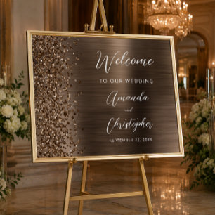 Bronze gebürstete Metall-Schrift Hochzeitsbegrüßun Poster