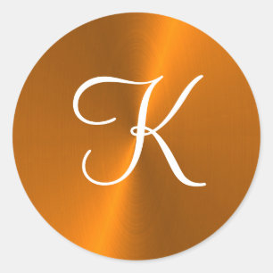 Bronze glänzende Imitate Metal-Monogramm Runder Aufkleber