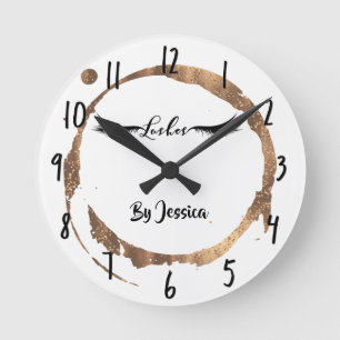 Bronze Glitter Gold Flecken Moderne Glamour Wimper Runde Wanduhr