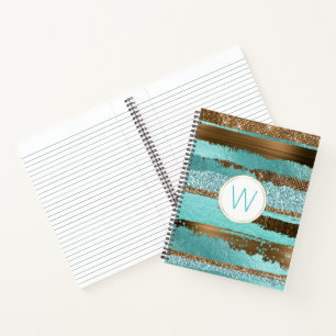Bronze Glitz Mit Monogramm-Notebook Notizbuch
