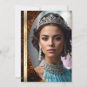 Bronze Glitz Pageant Autogrammkarte Einladung
