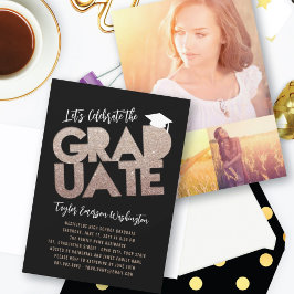 Bronze Glitzer Graduate Cutout Graduation Party Einladung