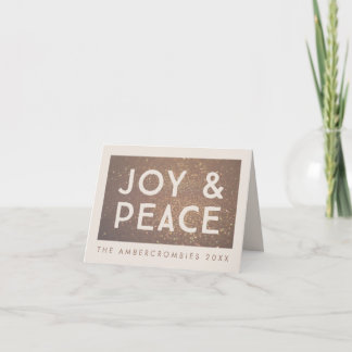 Bronze Glitzer Joy & Peace Christmas Grußkarte Karte