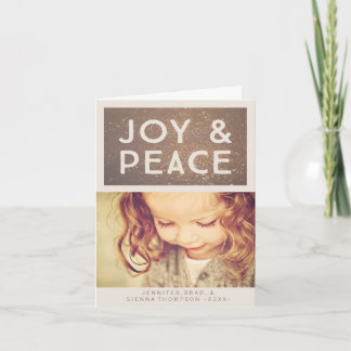 Bronze Glitzer Joy & Peace Foto Feiertagskarte