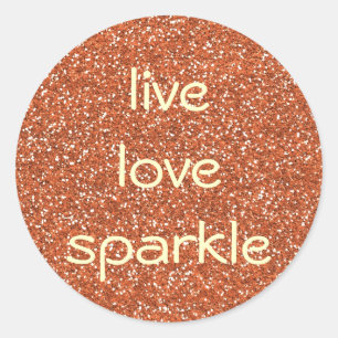 Bronze Glitzer Live Liebe Sparkone Runder Aufkleber