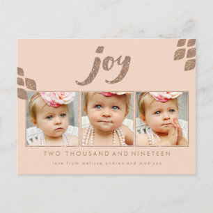 Bronze Glitzer Peach Joy Xmas Foto Frame Postkarte