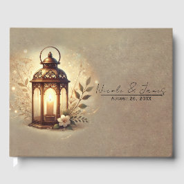 Bronze glühende Laterne Romantische Rustikale Hoch Gästebuch