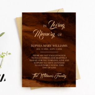 Bronze & Gold Beileid Memory dank Karte