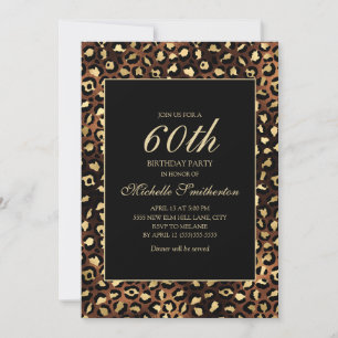 Bronze Gold Black Leopard 60. Geburtstagsfeier Einladung
