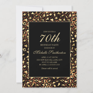 Bronze Gold Black Leopard 70. Geburtstagsfeier Einladung